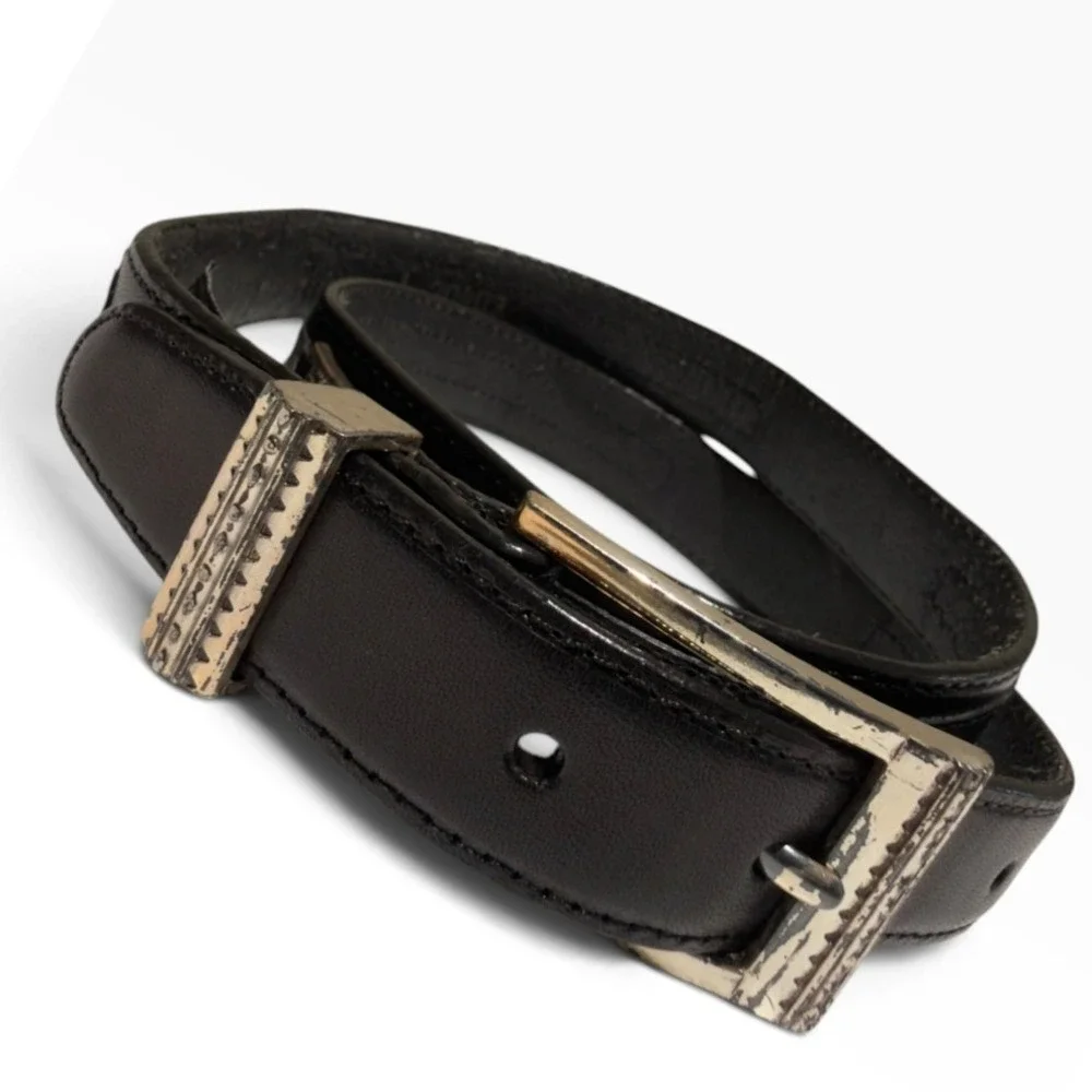 Brighton Belt Womens L Black Leather Silver Ornate Western Cowgirl 1996 Vintage
